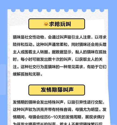 揭秘猫咪不会喵喵叫的原因（猫咪不会喵喵叫的解决方法与技巧）